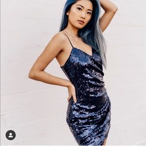 Superdown sparkly navy dress. Worn once.